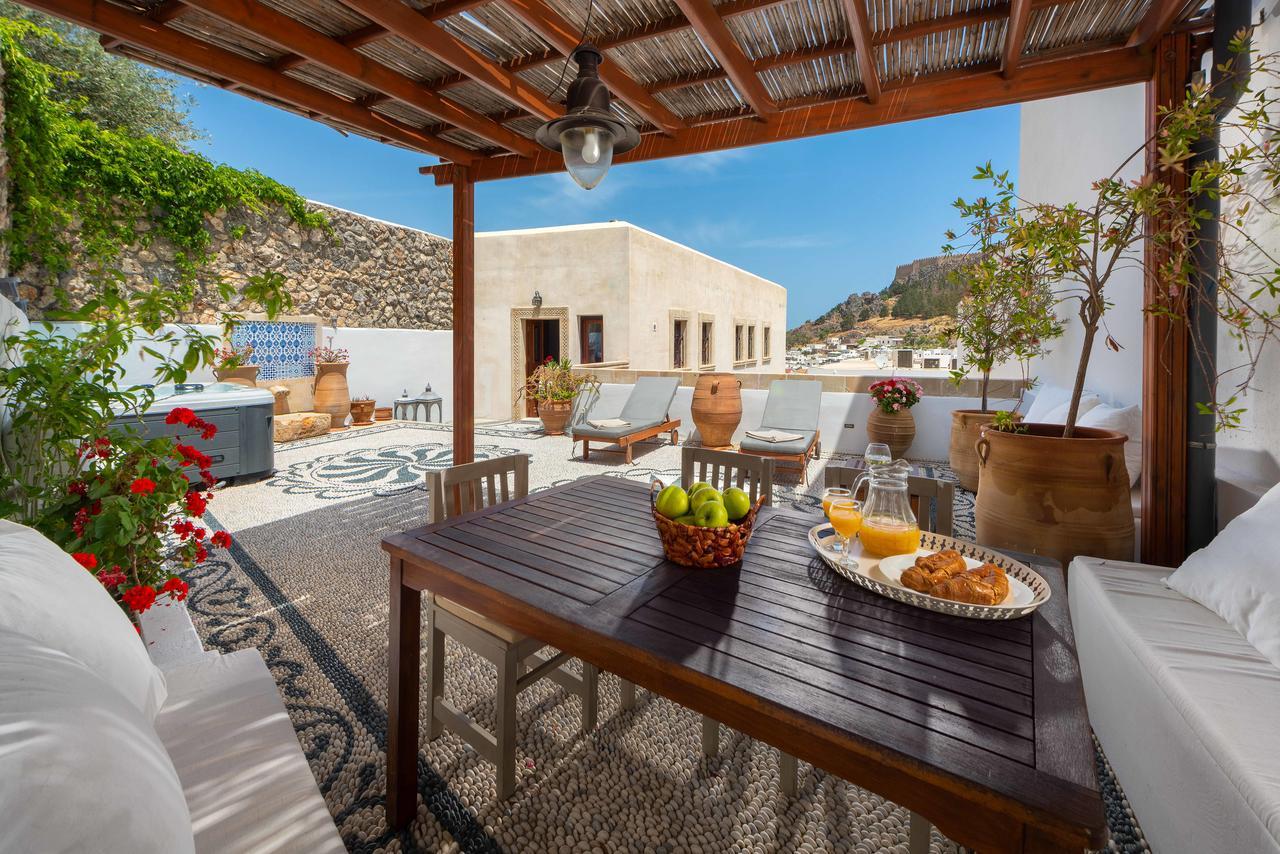 Villa Eleni With Hot Tub And Acropolis View Lindos  Exterior photo
